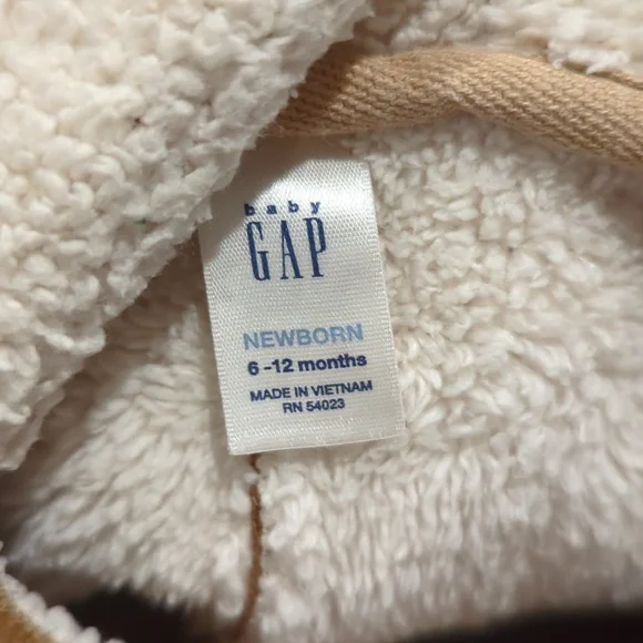 Baby Gap Faux Suede Sherpa Lined Bodysuit Snow Winter Bunting 6-12 Months - Picture 5 of 5